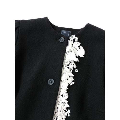 mina perhonen ミナペルホネン forest parade フォレストパレード ロング コート ウール 毛 100％  38 黒 ブラック【中古】