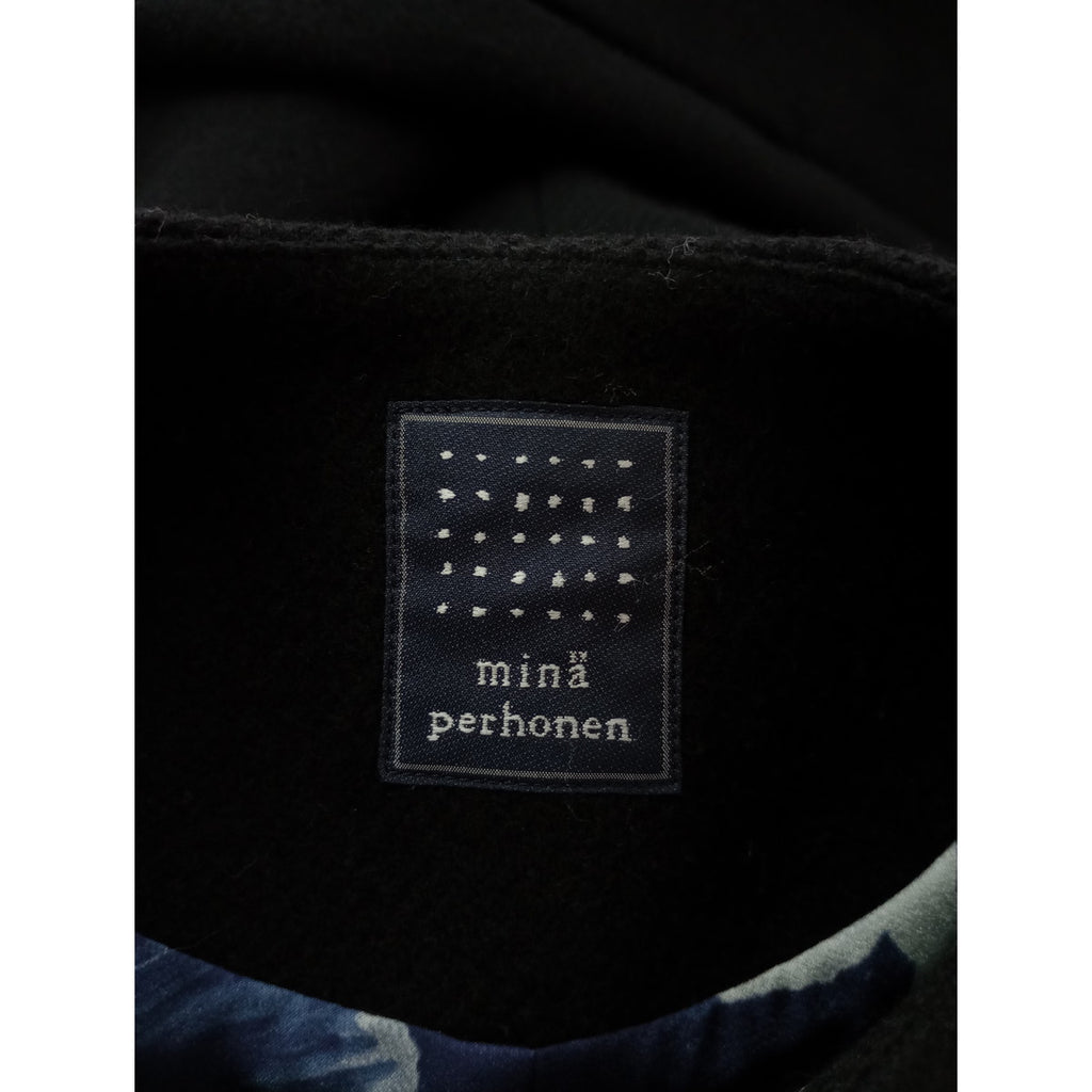 mina perhonen ミナペルホネン forest parade フォレストパレード ロング コート ウール 毛 100％  38 黒 ブラック【中古】