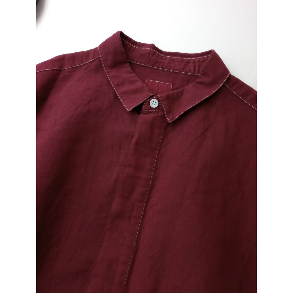 〈染〉 TOUJOURS トゥジュー  ワイド シャツトップス ブルゴーニュ  【中古】