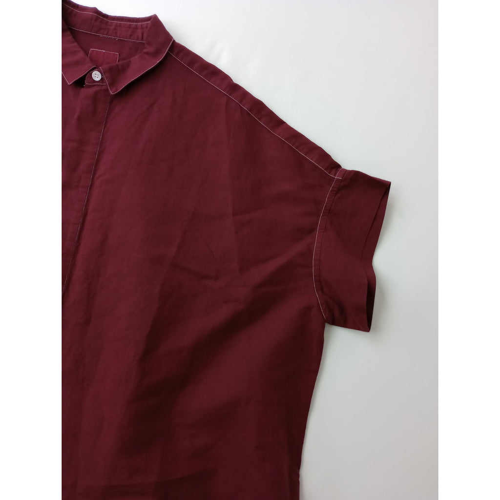 〈染〉 TOUJOURS トゥジュー  ワイド シャツトップス ブルゴーニュ  【中古】