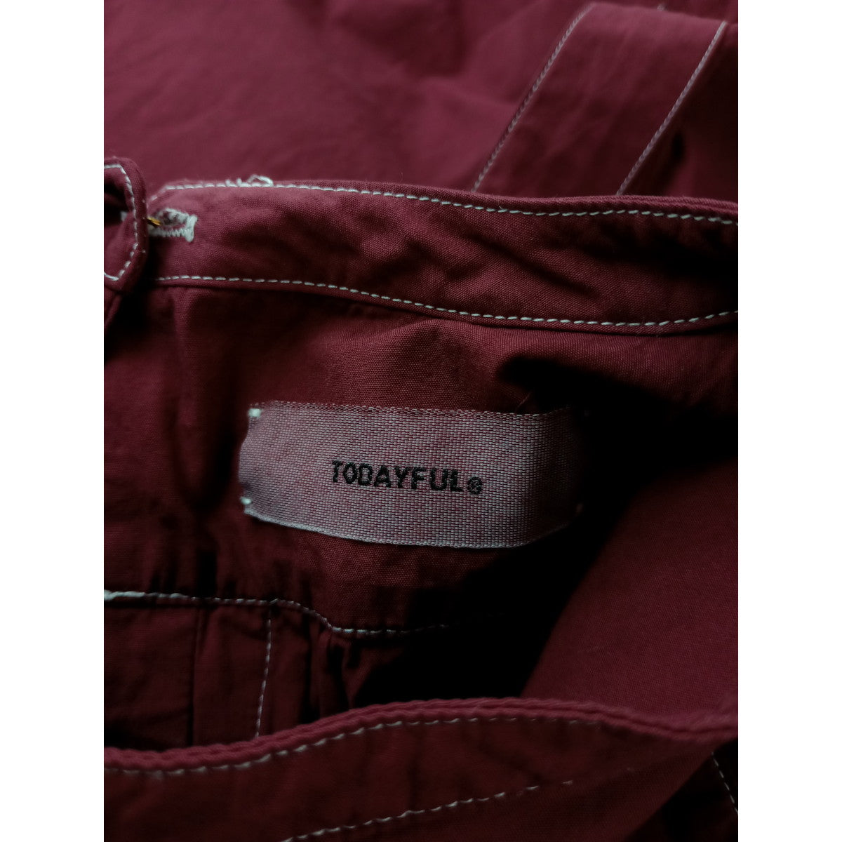 〈染〉 TODAYFUL トゥディフル  ヴィンテージ ドレス  シャツ トップス ブルゴーニュ 【中古】