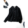 〈染〉マーガレットハウエル  MARGARET HOWELL  COTTON ORGANZA  シアー シャツ ブラウス  1  黒 ブラック 【中古】