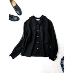 〈染〉マーガレットハウエル  MARGARET HOWELL  COTTON ORGANZA  シアー シャツ ブラウス  1  黒 ブラック 【中古】