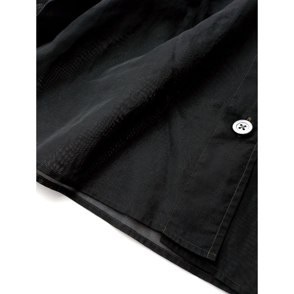 〈染〉マーガレットハウエル  MARGARET HOWELL  COTTON ORGANZA  シアー シャツ ブラウス  1  黒 ブラック 【中古】