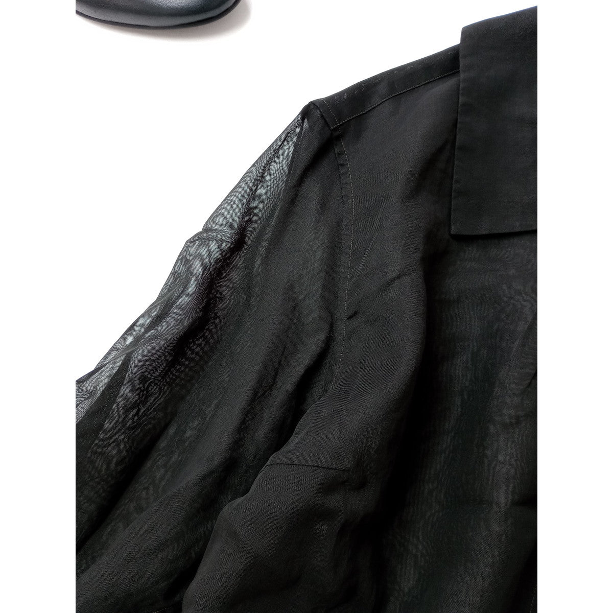 〈染〉マーガレットハウエル  MARGARET HOWELL  COTTON ORGANZA  シアー シャツ ブラウス  1  黒 ブラック 【中古】