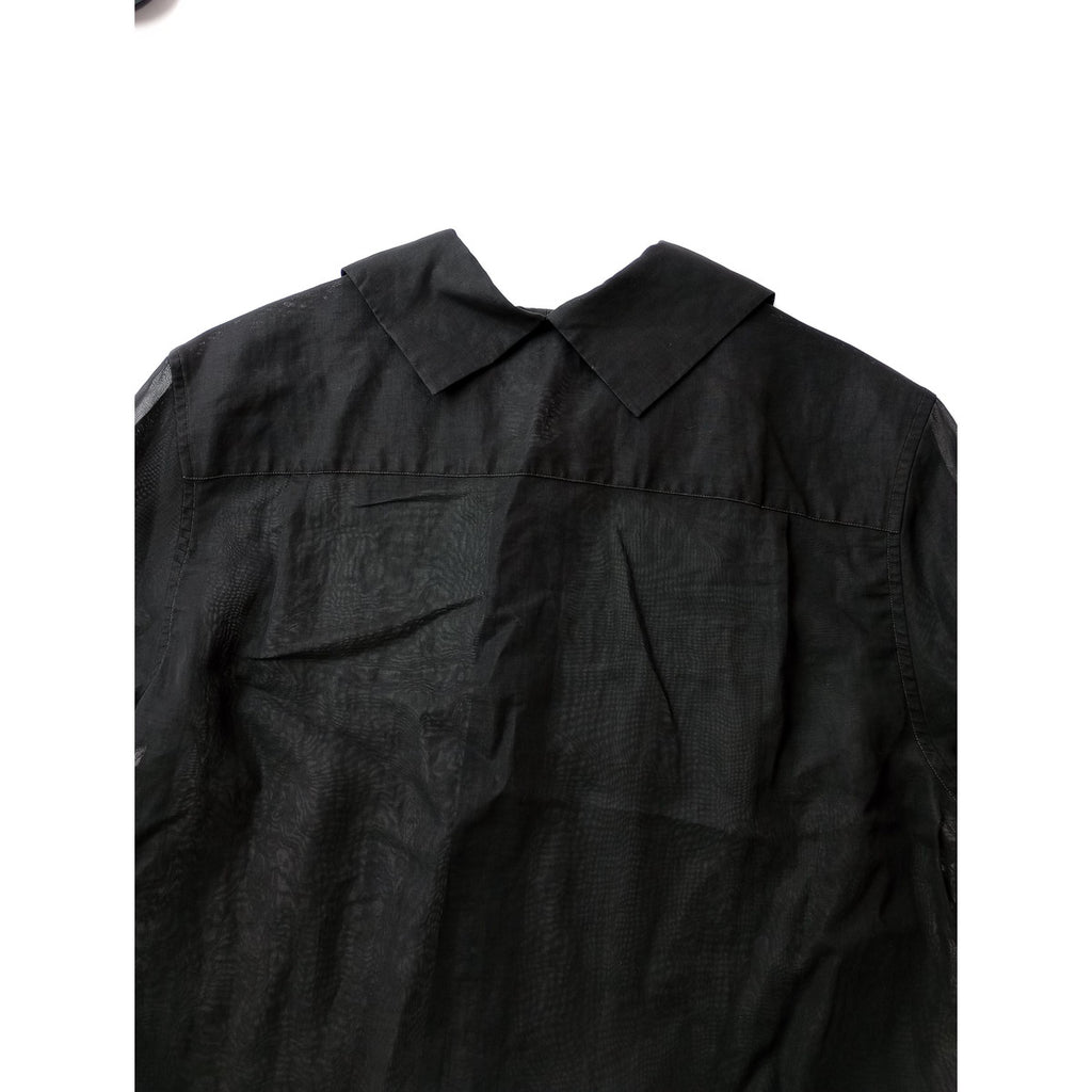 〈染〉マーガレットハウエル  MARGARET HOWELL  COTTON ORGANZA  シアー シャツ ブラウス  1  黒 ブラック 【中古】