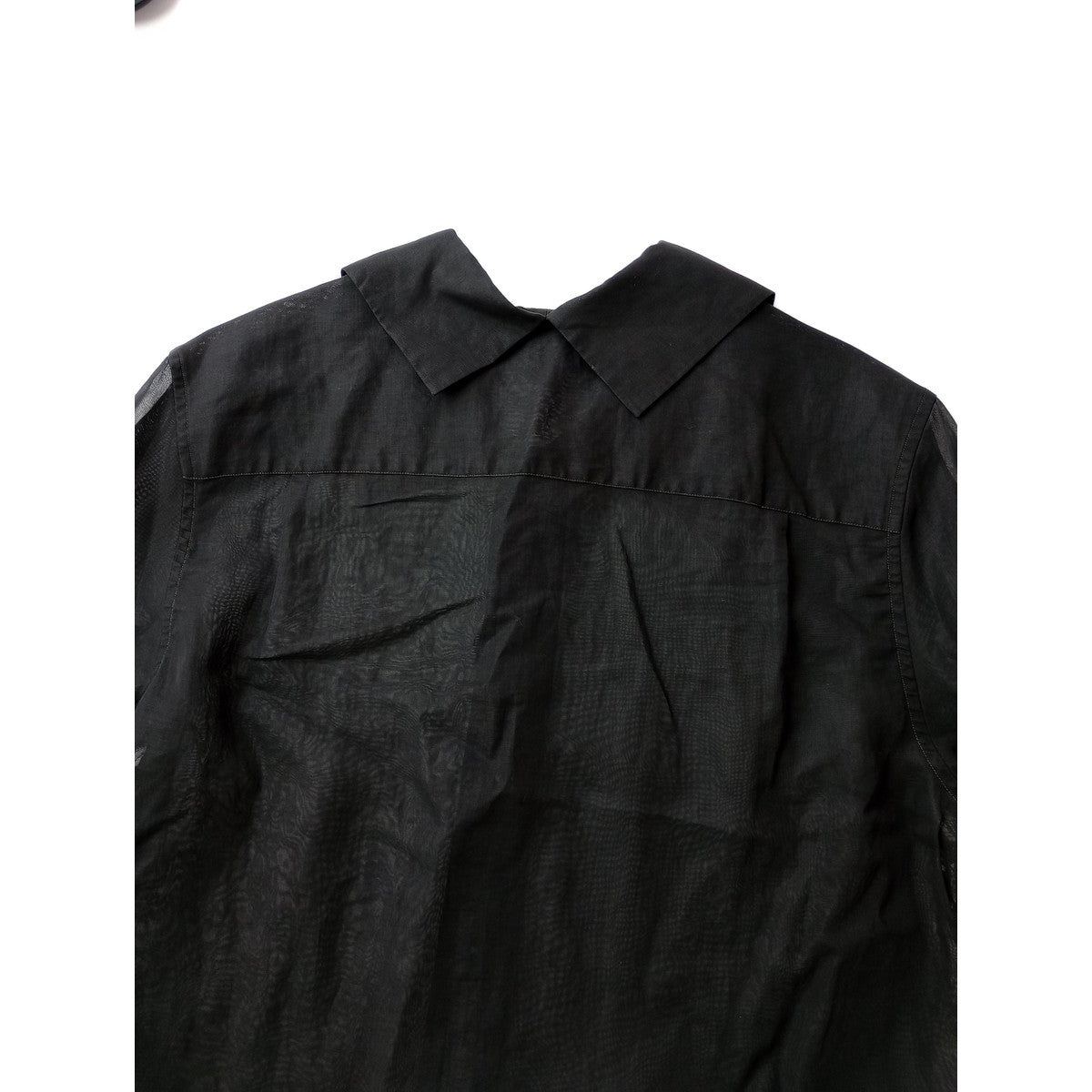〈染〉マーガレットハウエル  MARGARET HOWELL  COTTON ORGANZA  シアー シャツ ブラウス  1  黒 ブラック 【中古】