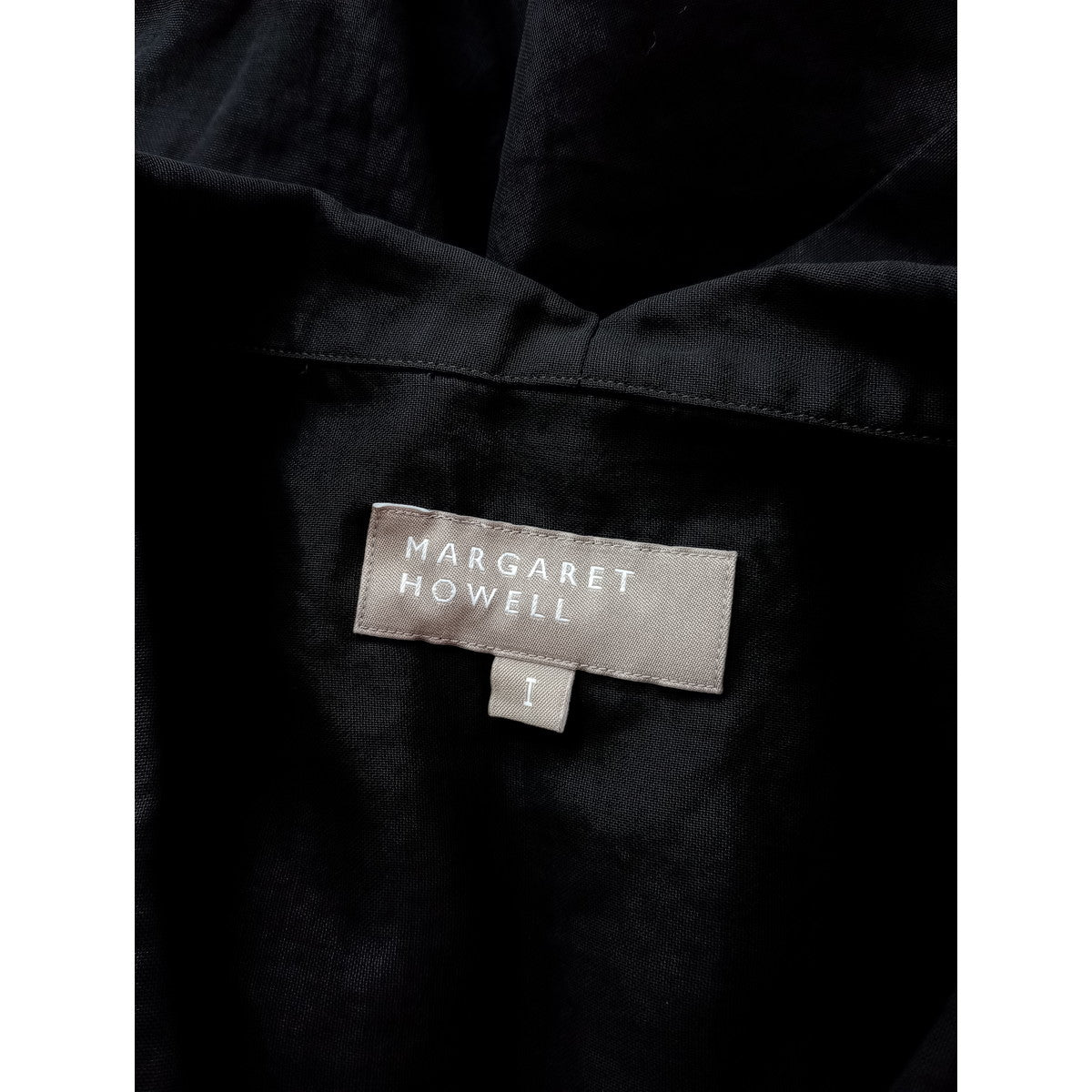 〈染〉マーガレットハウエル  MARGARET HOWELL  COTTON ORGANZA  シアー シャツ ブラウス  1  黒 ブラック 【中古】