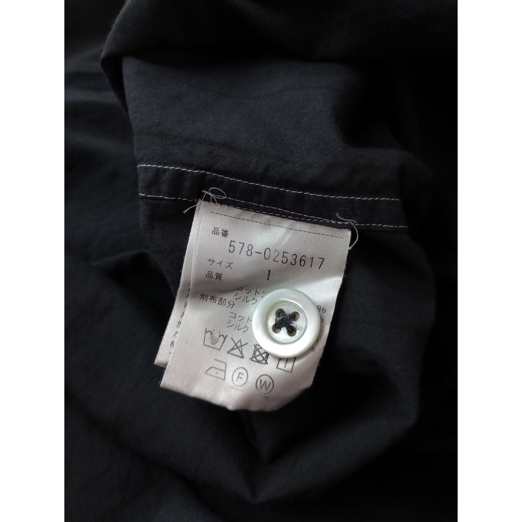 〈染〉MARGARET HOWELL  マーガレットハウエル ノーカラー   長袖 トップス 黒 ブラック 2 【中古】