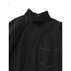 〈染〉ゴーシュ  ブロードシャツ ハイネック    ブラウス  トップス  黒 ブラック 2 【中古】