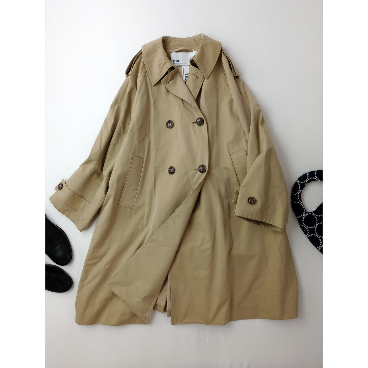 TICCA ティッカ トレンチ ロング コート  ベージュ 2 【中古】