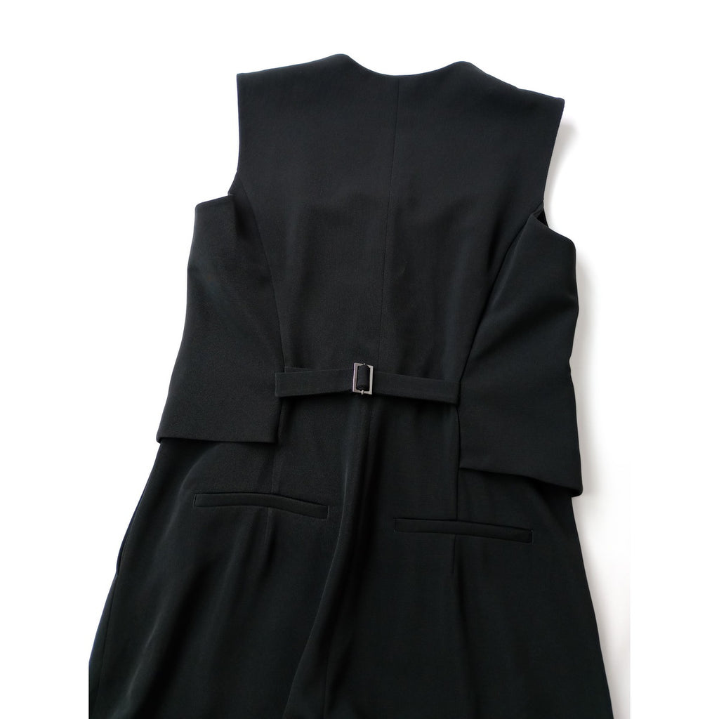 新品 26SS  ADAM ET ROPE FEMME アダム エ ロペ ファム 【サステナブル】ジレ コンビロンパース サロペット  ジャンプスーツ オールインワン   黒 ブラック 36