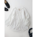 26SS  Muche et Muchette ミュッシェエミュセット Coquette Lace Trimmed Top レース 刺繍 ブラウス トップス  長袖 白  0/S 【中古】