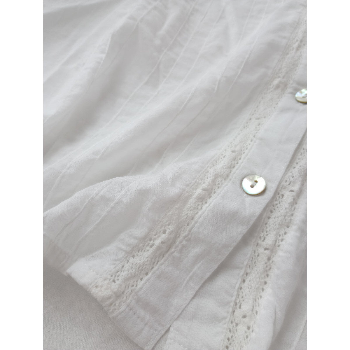 26SS  Muche et Muchette ミュッシェエミュセット Coquette Lace Trimmed Top レース 刺繍 ブラウス トップス  長袖 白  0/S 【中古】