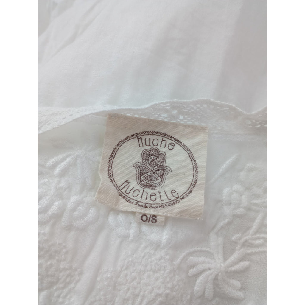 26SS  Muche et Muchette ミュッシェエミュセット Coquette Lace Trimmed Top レース 刺繍 ブラウス トップス  長袖 白  0/S 【中古】
