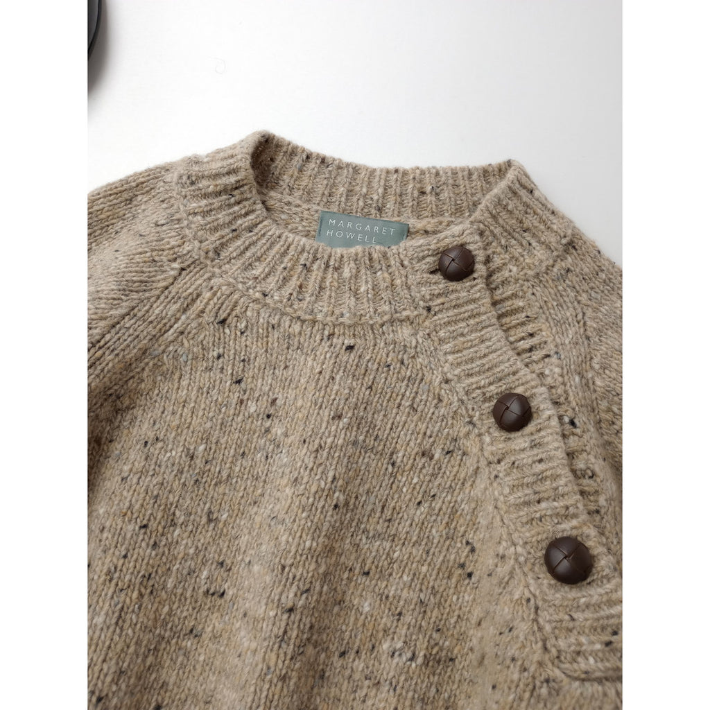 MARGARET HOWELL マーガレットハウエル DONEGAL MERINO イタリア製 ドネガル メリノウール ニット セーター ベージュ (13M＋1077)【中古】