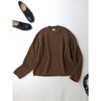 MARGARET HOWELL マーガレットハウエル CORD YARN WOOL KNIT クルーネック 長袖 ニット セーター トップス ブラウン 2  (13M＋1075)【中古】