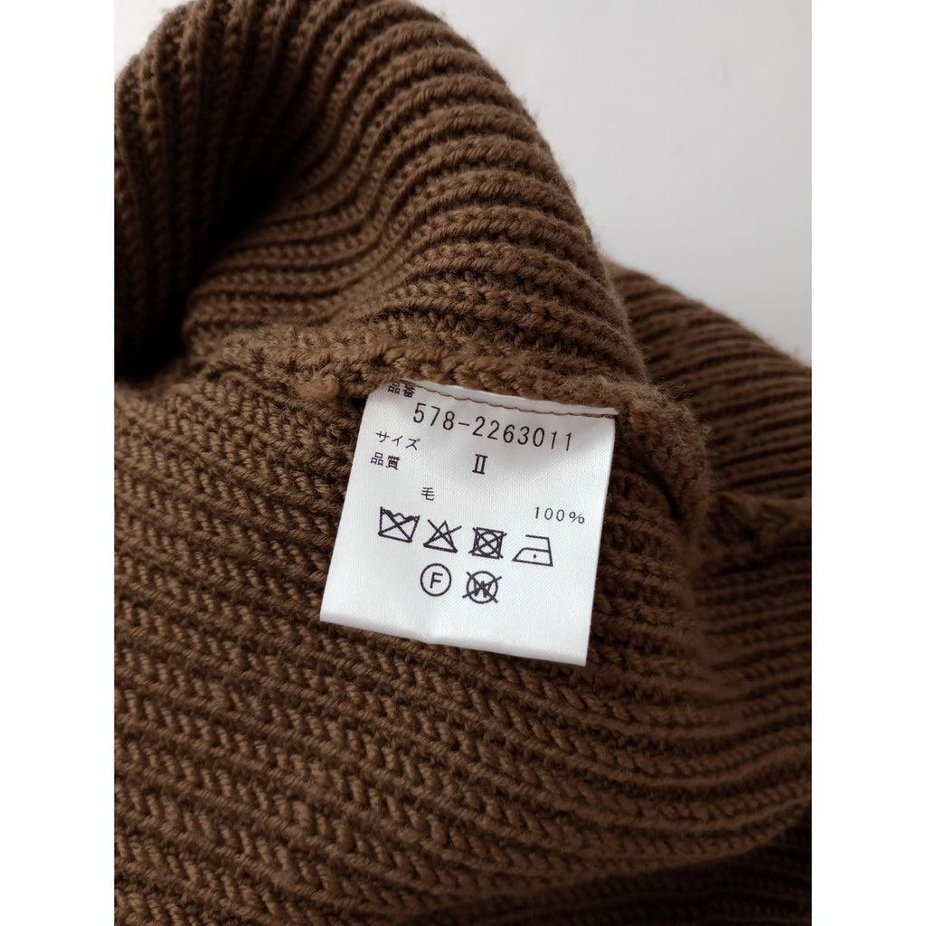 MARGARET HOWELL マーガレットハウエル CORD YARN WOOL KNIT クルーネック 長袖 ニット セーター トップス ブラウン 2  (13M＋1075)【中古】