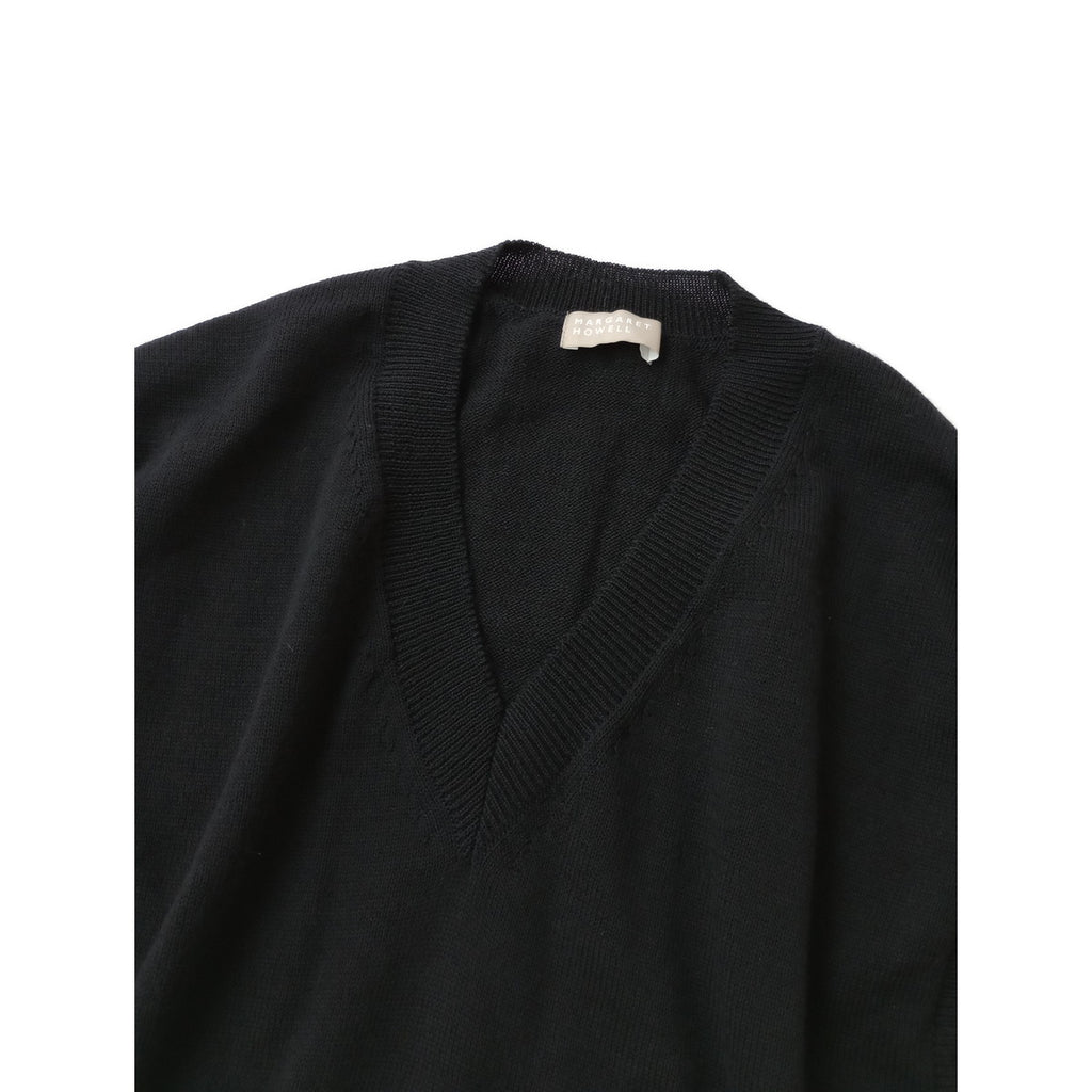 MARGARET HOWELL マーガレットハウエル POCKET SLIPOVER KNIT ウール 毛 100％ ニットベスト トップス  黒 ブラック 2【中古】