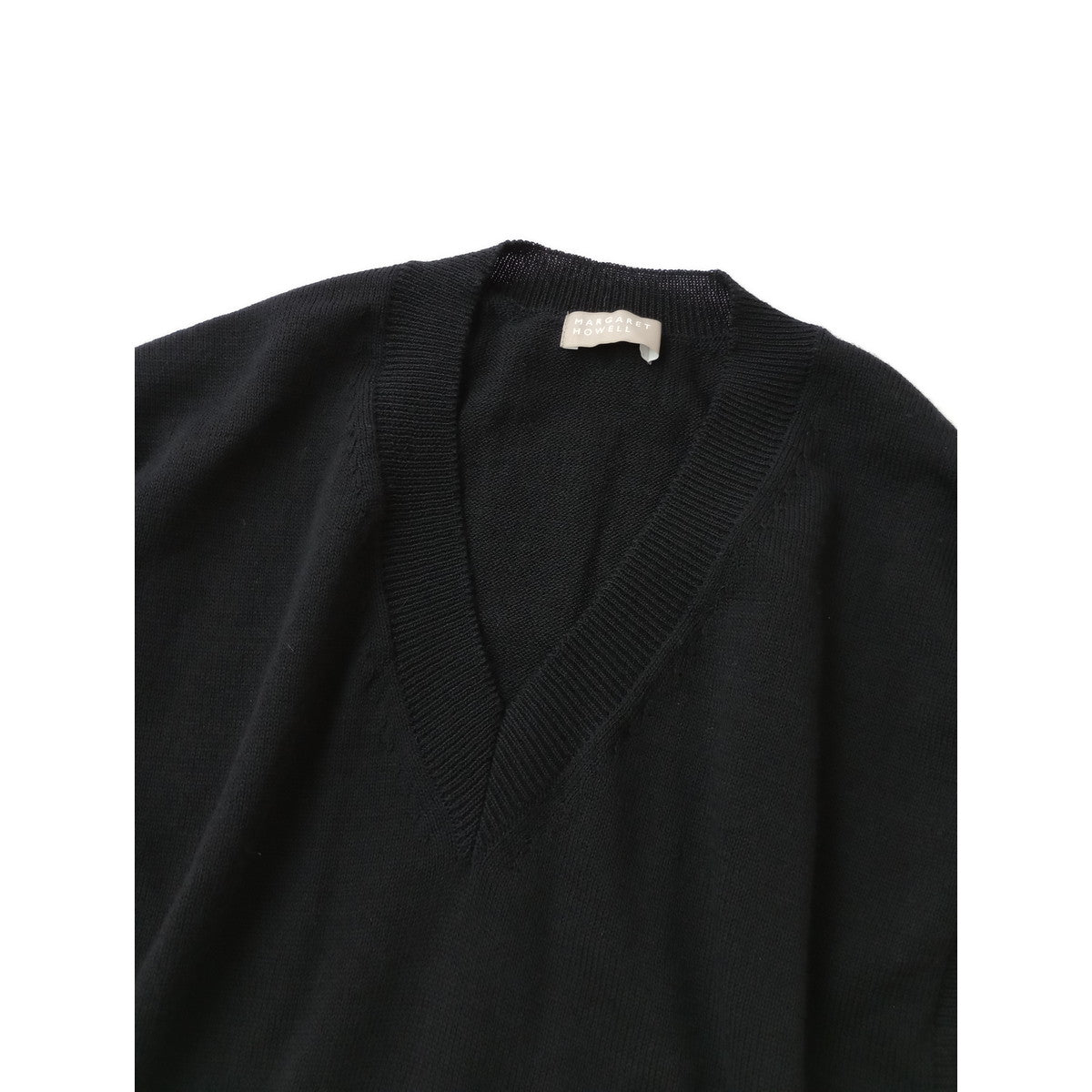 MARGARET HOWELL マーガレットハウエル POCKET SLIPOVER KNIT ウール 毛 100％ ニットベスト トップス  黒 ブラック 2【中古】