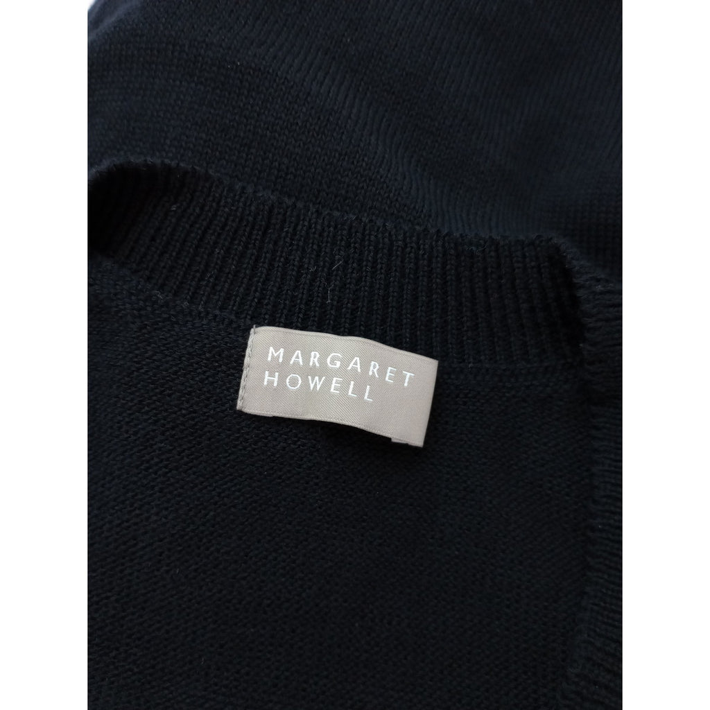 MARGARET HOWELL マーガレットハウエル POCKET SLIPOVER KNIT ウール 毛 100％ ニットベスト トップス  黒 ブラック 2【中古】
