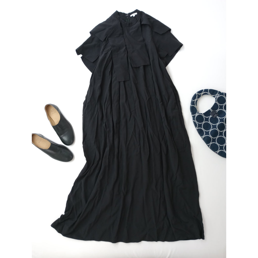 ENFOLD エンフォルド  A-LINE HIDDEN ARM DRESS  Aライン ロング ワンピース ドレス 黒 ブラック 36 【中古】