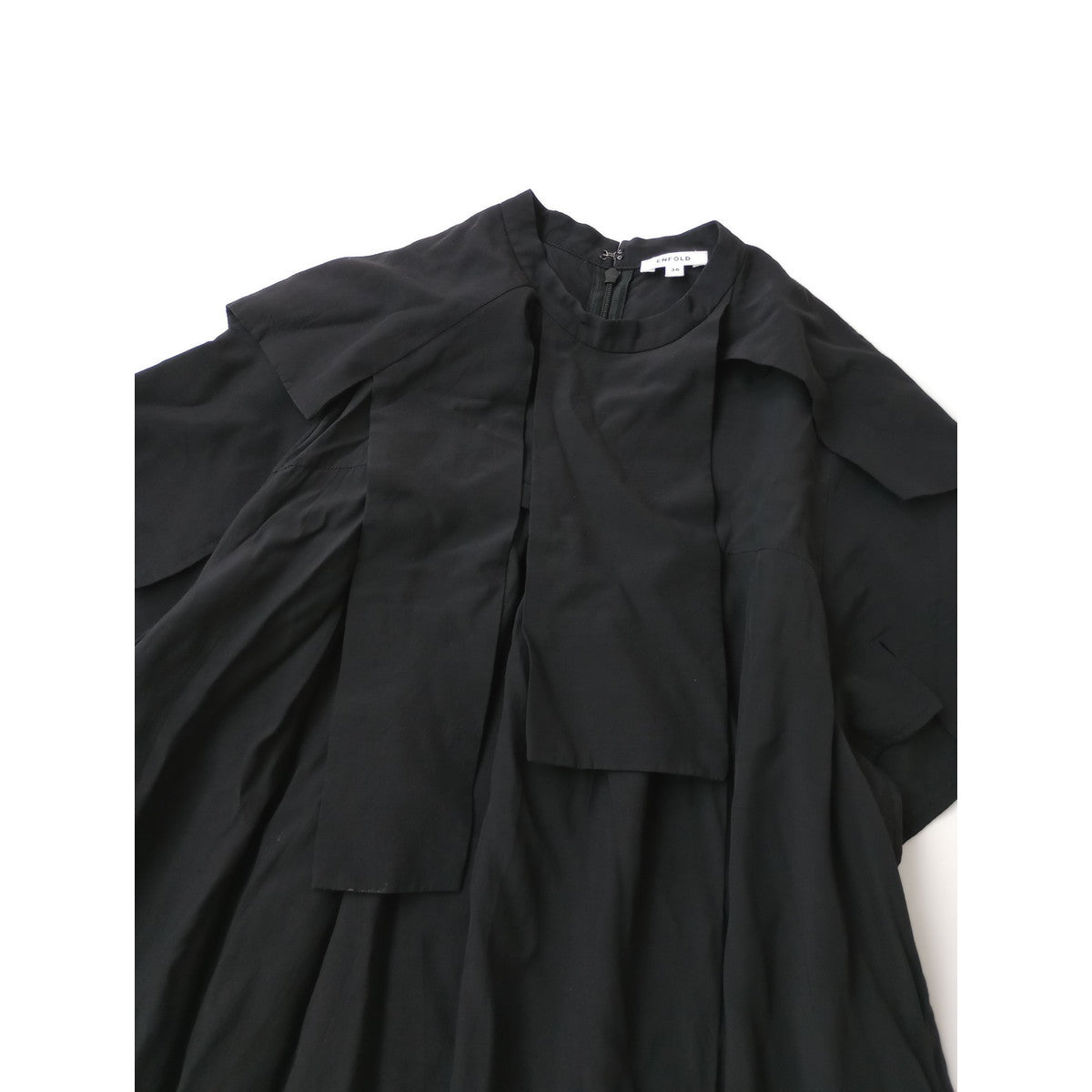 ENFOLD エンフォルド  A-LINE HIDDEN ARM DRESS  Aライン ロング ワンピース ドレス 黒 ブラック 36 【中古】