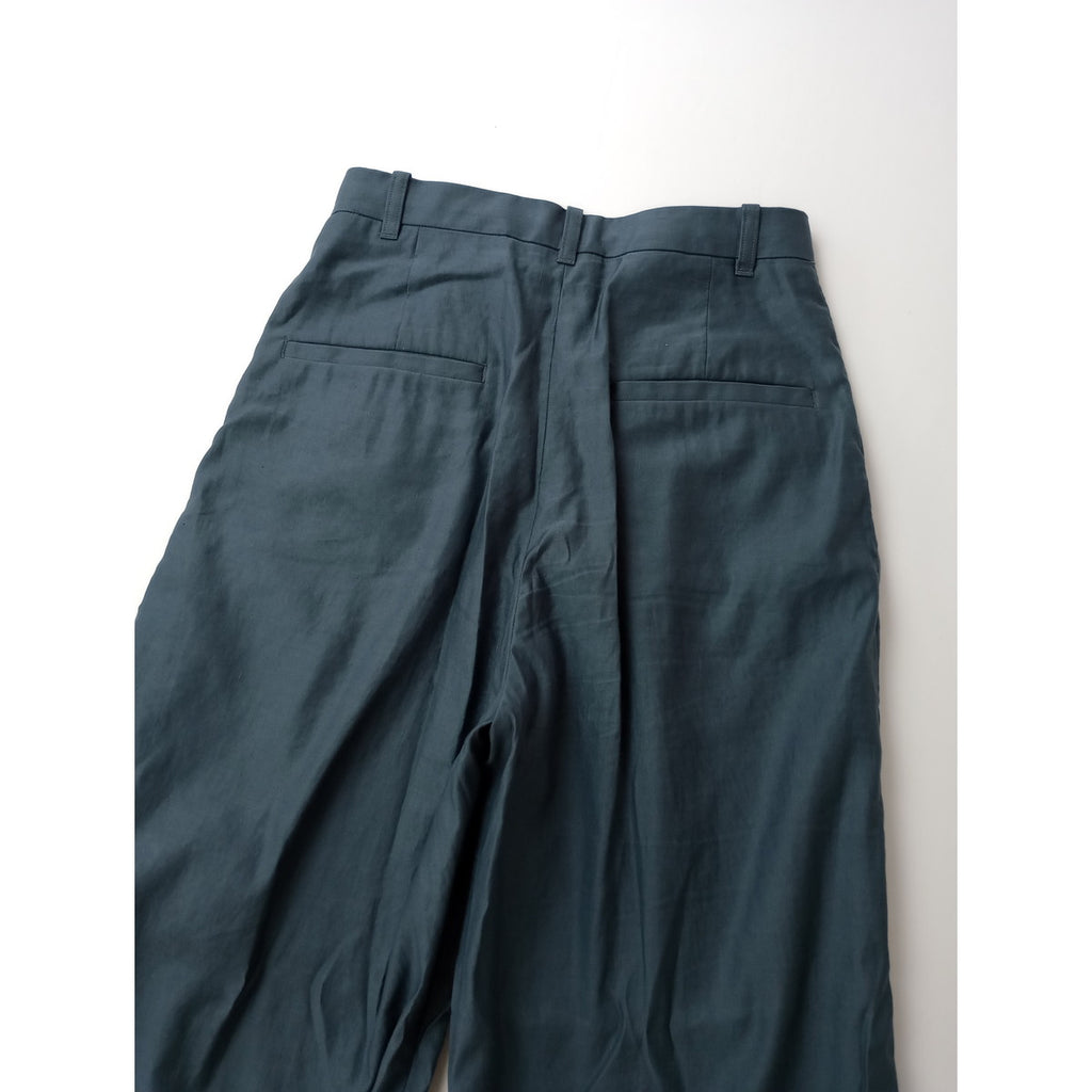 mina perhonen ミナペルホネン aperto リネン コットン タック パンツ ブルーグレー 36【中古】
