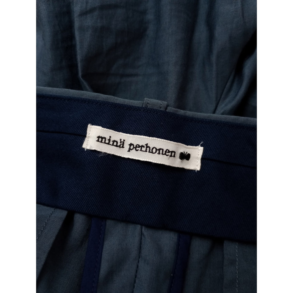mina perhonen ミナペルホネン aperto リネン コットン タック パンツ ブルーグレー 36【中古】
