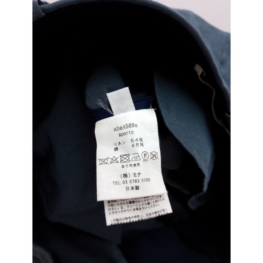 mina perhonen ミナペルホネン aperto リネン コットン タック パンツ ブルーグレー 36【中古】