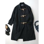 MARGARET HOWELL マーガレットハウエル DENSE COTTON POPLIN ウール ナイロン ダッフル ロング コート 黒 ブラック 1 (13M＋1073) 【中古】