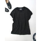 MARGARET HOWELL マーガレットハウエル LINEN JERSEY リネン 麻 100％ ジャージー 半袖 カットソー トップス 黒 ブラック 2 【中古】