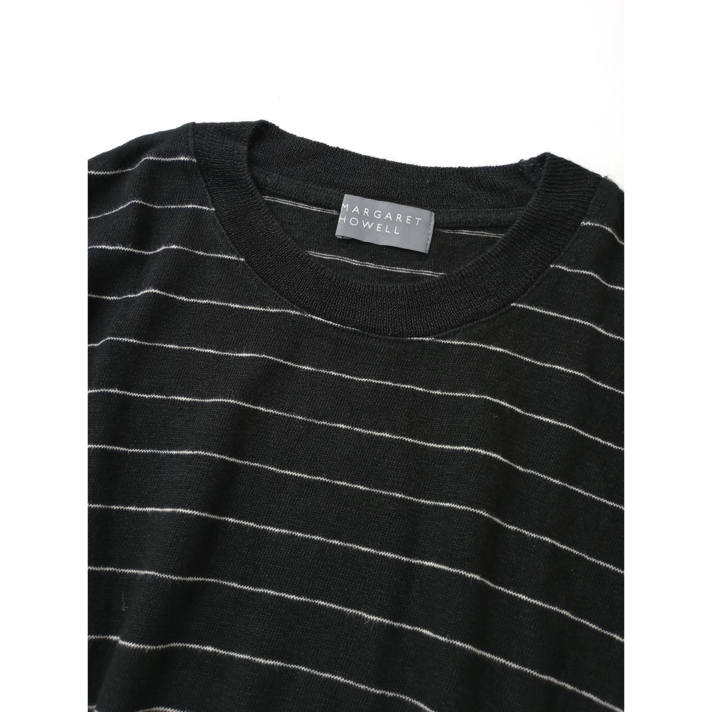 MARGARET HOWELL マーガレットハウエル LINEN JERSEY リネン 麻 100％ ジャージー 半袖 カットソー トップス 黒 ブラック 2 【中古】