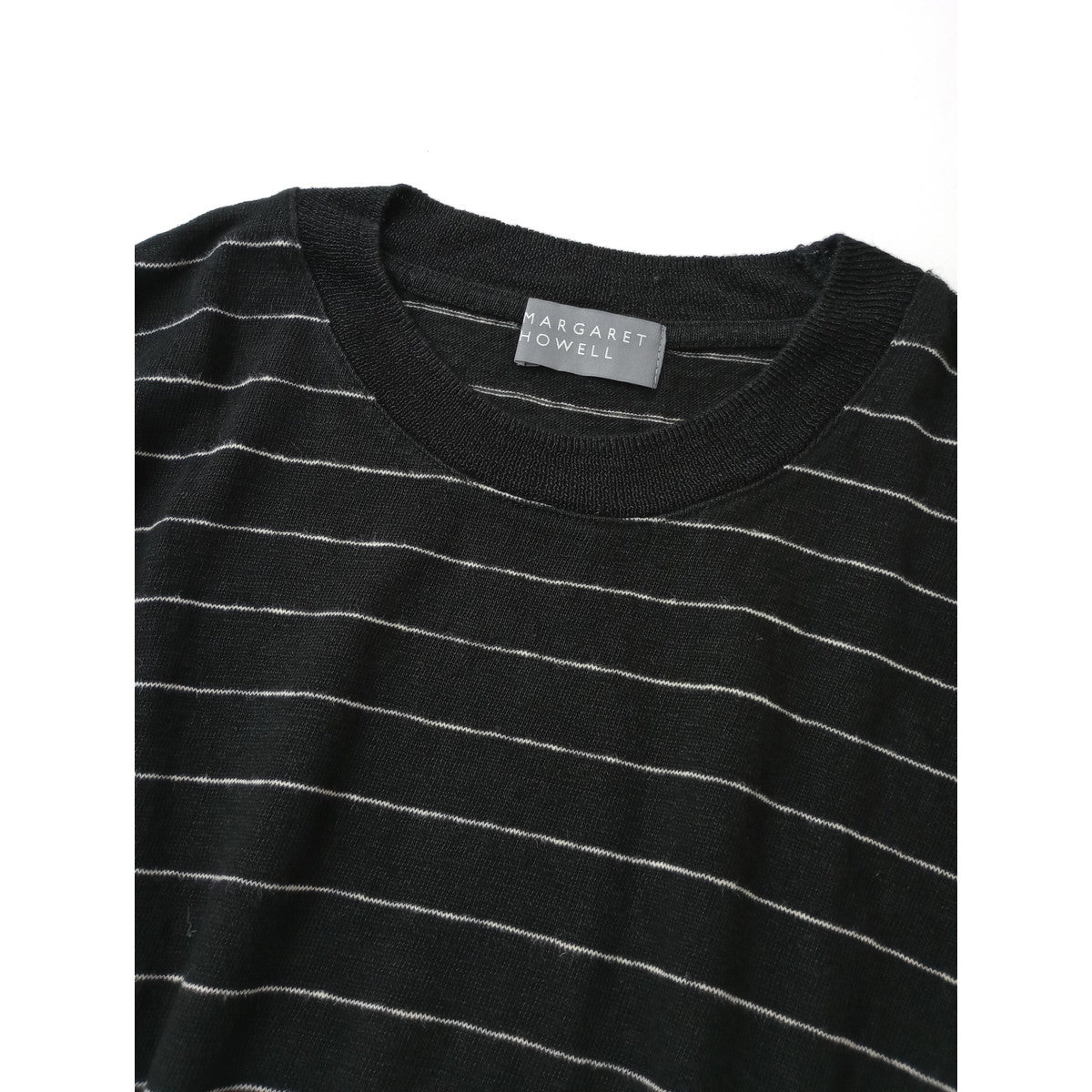 MARGARET HOWELL マーガレットハウエル LINEN JERSEY リネン 麻 100％ ジャージー 半袖 カットソー トップス 黒 ブラック 2 【中古】