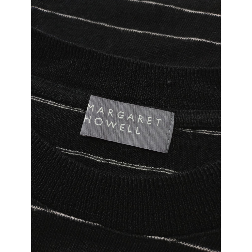 MARGARET HOWELL マーガレットハウエル LINEN JERSEY リネン 麻 100％ ジャージー 半袖 カットソー トップス 黒 ブラック 2 【中古】