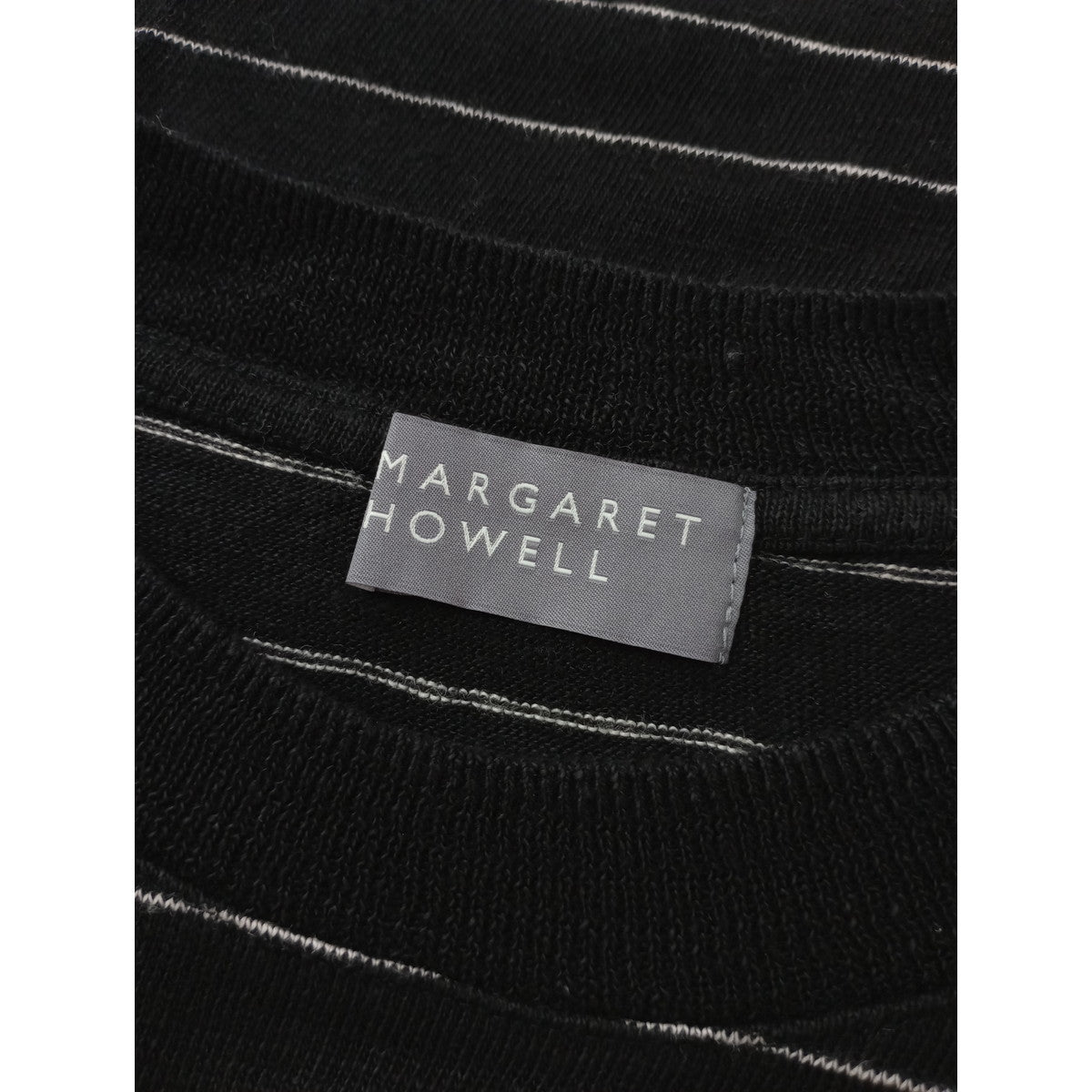 MARGARET HOWELL マーガレットハウエル LINEN JERSEY リネン 麻 100％ ジャージー 半袖 カットソー トップス 黒 ブラック 2 【中古】