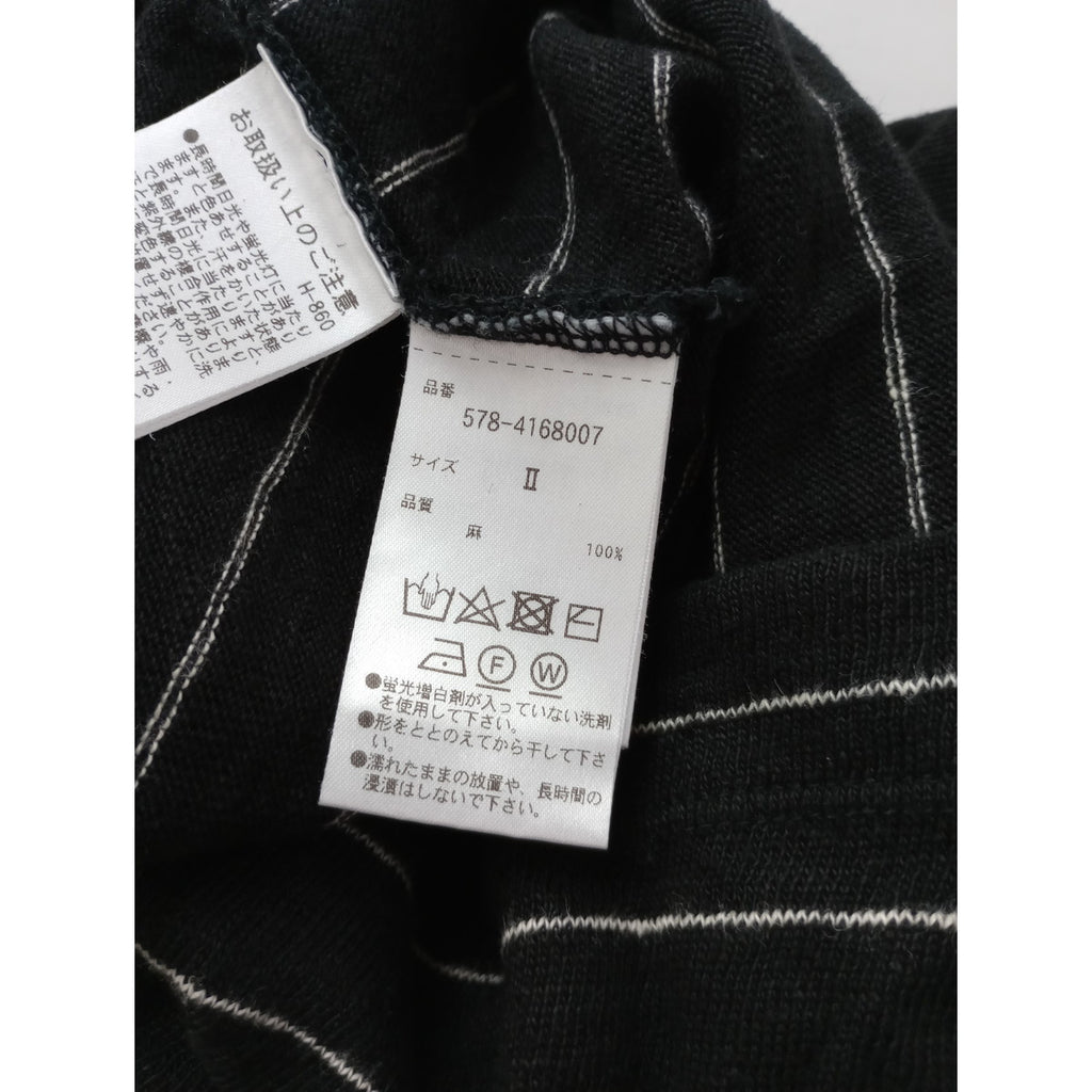 MARGARET HOWELL マーガレットハウエル LINEN JERSEY リネン 麻 100％ ジャージー 半袖 カットソー トップス 黒 ブラック 2 【中古】