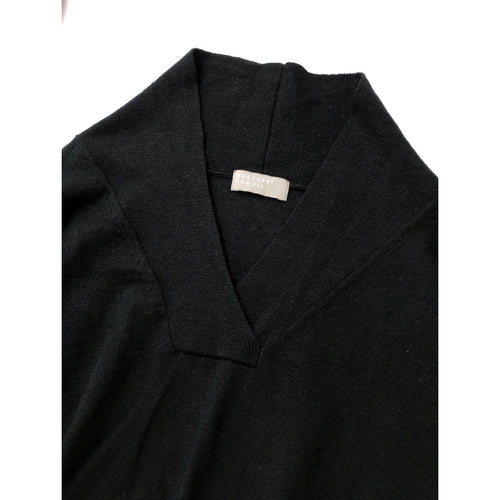 MARGARET HOWELL マーガレットハウエルCOTTON LINEN コットン リネン ショールカラー サマー ニット トップス 黒 ブラック 2  【中古】