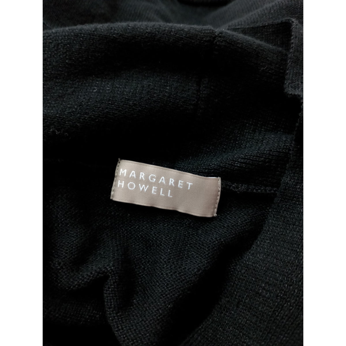MARGARET HOWELL マーガレットハウエルCOTTON LINEN コットン リネン ショールカラー サマー ニット トップス 黒 ブラック 2  【中古】