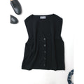 25SS MARGARET HOWELL マーガレットハウエル RIBBED COTTON CASHMERE コットン カシミヤ ニット ベスト トップス 黒 ブラック 2【中古】