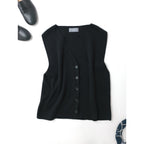 25SS MARGARET HOWELL マーガレットハウエル RIBBED COTTON CASHMERE コットン カシミヤ ニット ベスト トップス 黒 ブラック 2【中古】