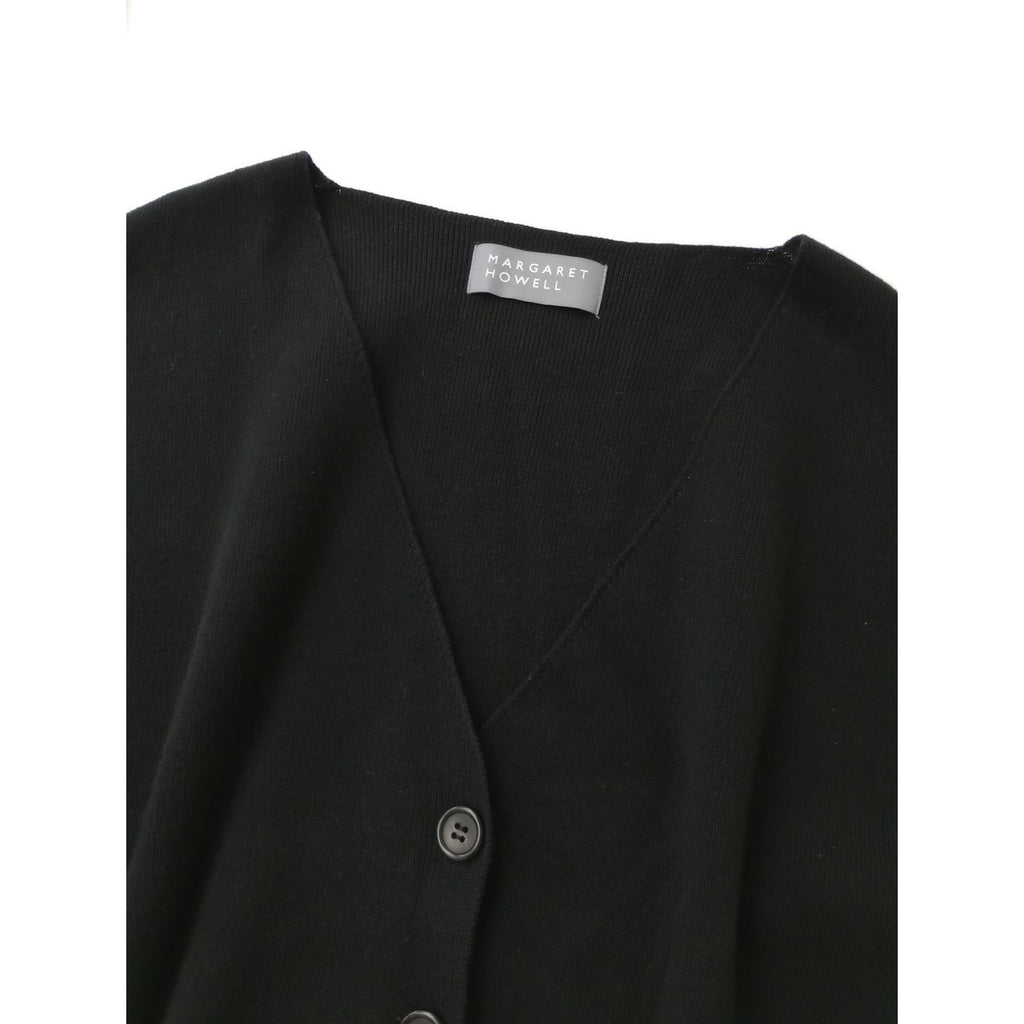 25SS MARGARET HOWELL マーガレットハウエル RIBBED COTTON CASHMERE コットン カシミヤ ニット ベスト トップス 黒 ブラック 2【中古】