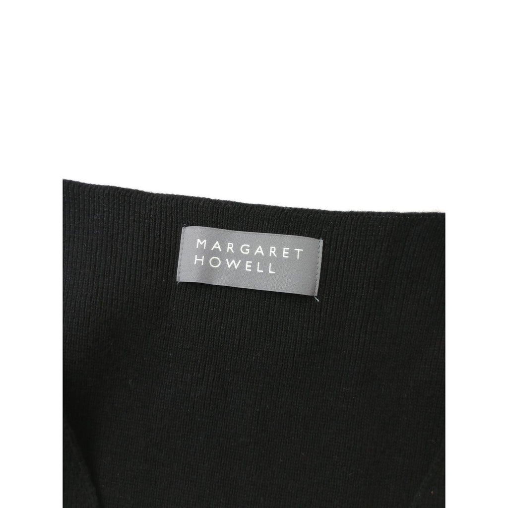 25SS MARGARET HOWELL マーガレットハウエル RIBBED COTTON CASHMERE コットン カシミヤ ニット ベスト トップス 黒 ブラック 2【中古】