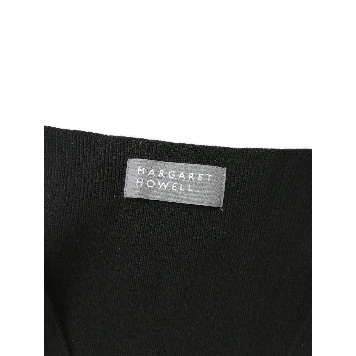25SS MARGARET HOWELL マーガレットハウエル RIBBED COTTON CASHMERE コットン カシミヤ ニット ベスト トップス 黒 ブラック 2【中古】