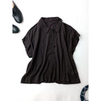 25SS MARGARET HOWELL マーガレットハウエル COTTON CHIFFON SHIRT コットン 綿 100％ シフォン シャツ ブラウス 半袖  ダークブラウン 1 【中古】