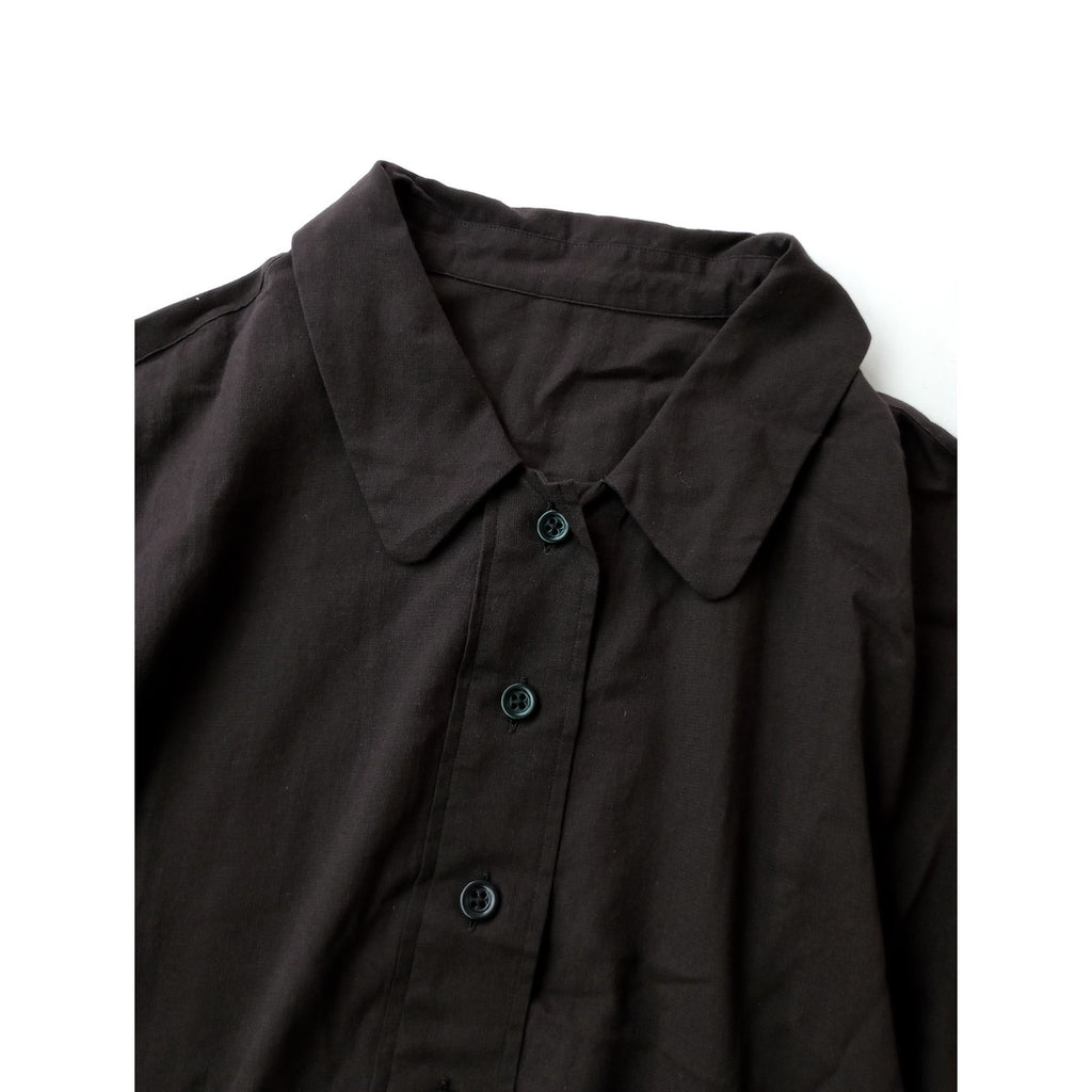 25SS MARGARET HOWELL マーガレットハウエル COTTON CHIFFON SHIRT コットン 綿 100％ シフォン シャツ ブラウス 半袖  ダークブラウン 1 【中古】