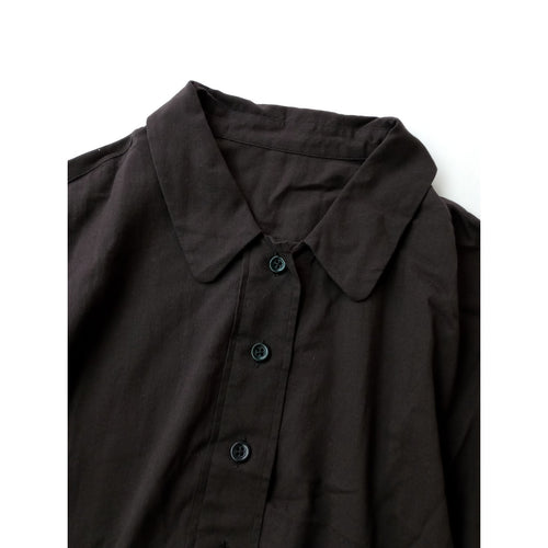 25SS MARGARET HOWELL マーガレットハウエル COTTON CHIFFON SHIRT コットン 綿 100％ シフォン シャツ ブラウス 半袖  ダークブラウン 1 【中古】