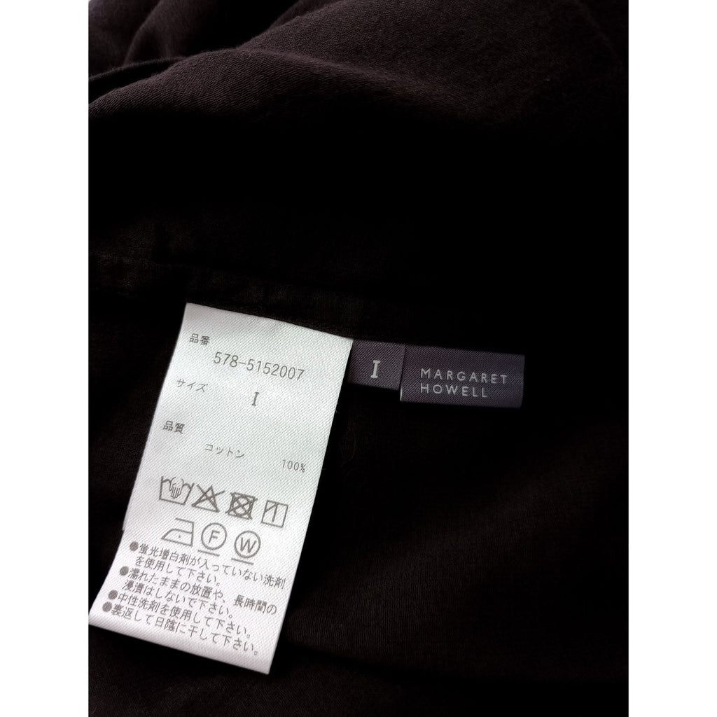 25SS MARGARET HOWELL マーガレットハウエル COTTON CHIFFON SHIRT コットン 綿 100％ シフォン シャツ ブラウス 半袖  ダークブラウン 1 【中古】
