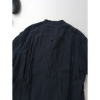 MARGARET HOWELL マーガレットハウエル PLAIN LINEN  バンドカラー  シャツ ブラウス トップス  リネン 麻 100％ 1 ネイビー【中古】