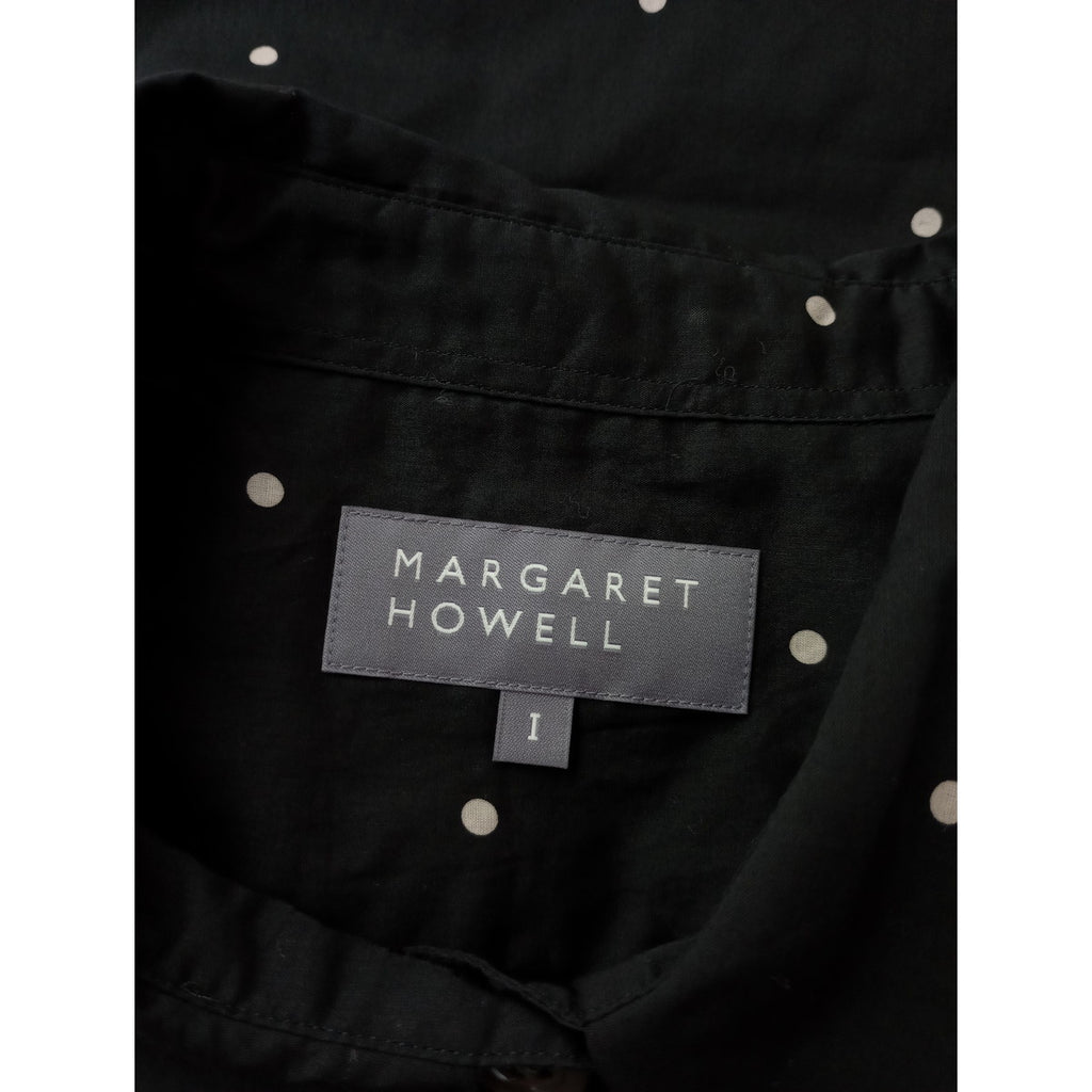 25SS  MARGARET HOWELL マーガレットハウエル COTTON POLKA DOT コットン 綿 100％ ポルカ ドット シャツブラウス 黒 ブラック 1【中古】